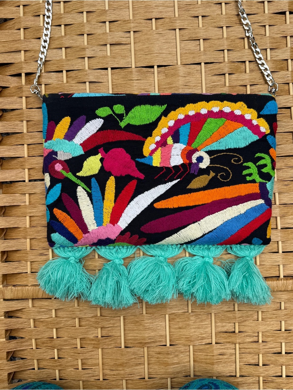 Draco Mexico Embroidered Tassel Chain Shoulder Bag - Picture 6 of 6
